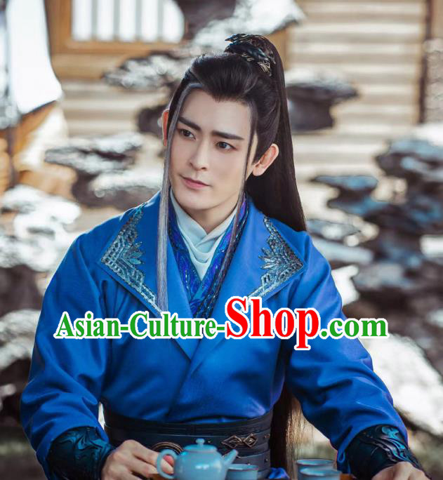 Chinese The Blood of Youth Swordsman Tang Lian Garment Costumes Ancient TV Series Young Hero Blue Clothing