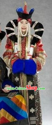 Traditional Chinese Mongolian Wedding Clothing and Hats for Women