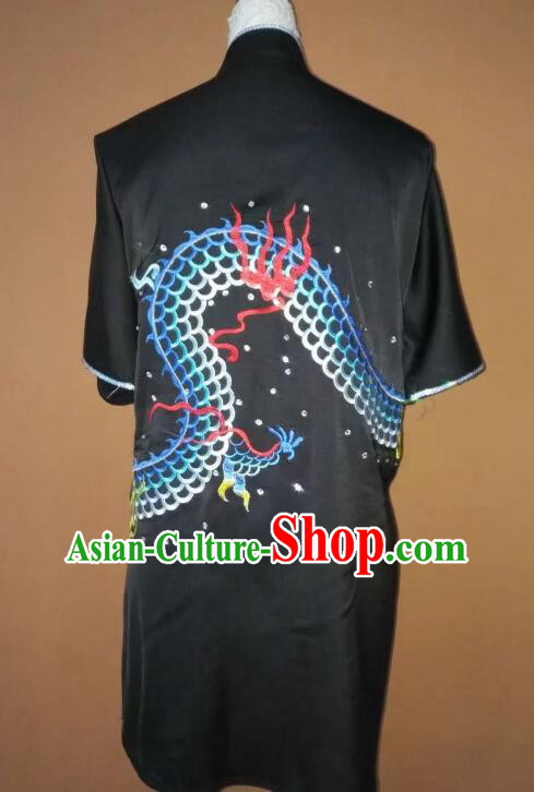 Top Competition Uniform Chinese Kung Fu Black Outfit Professional Wushu Tournament Costume