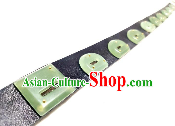 Chinese Tang Dynasty Jade Belt Ancient Hanfu Belts Traditional Leather Waistband for Men