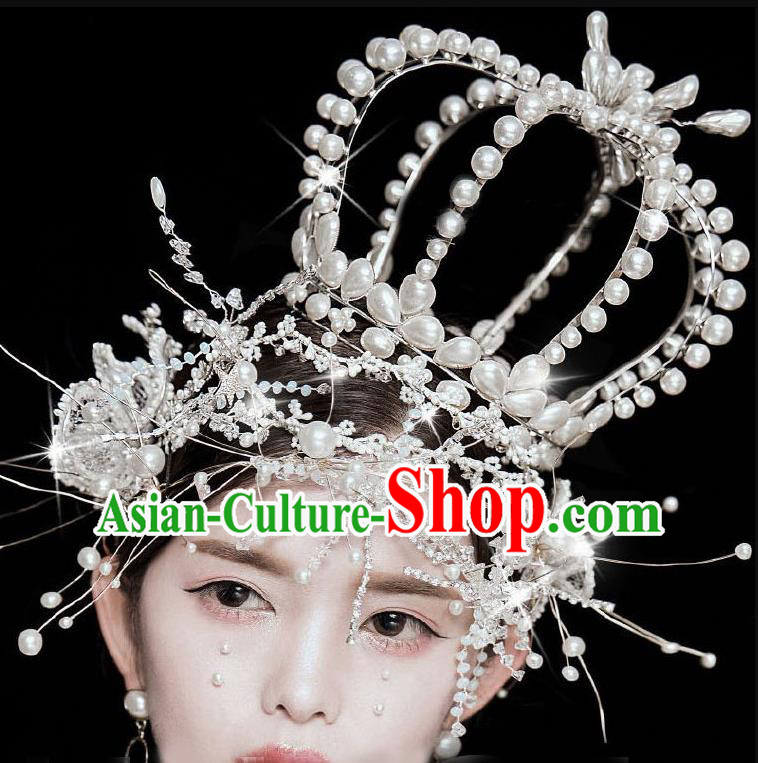 Handmade Stage Show Pearl Jewelries Wedding Hair Accessories Queen Royal Crown