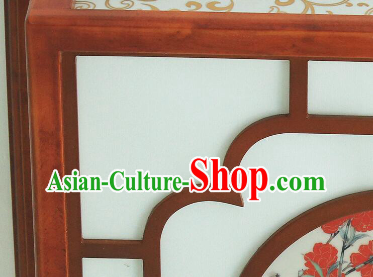 Chinese Traditional Ceiling Lamp Painting of Birds and Flowers Lantern Handmade Wood Lantern
