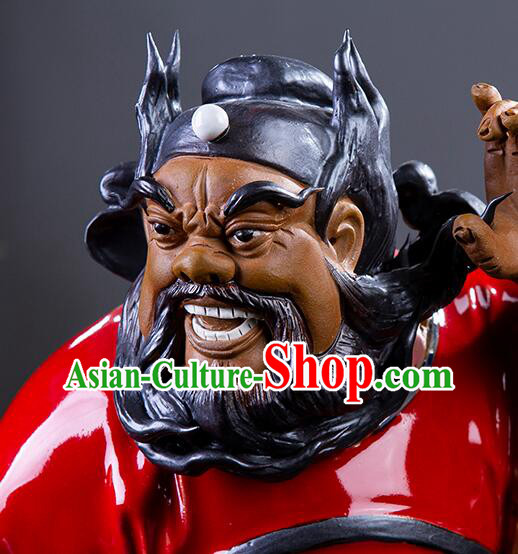 Chinese Ceramics Zhong Kui Statue Bringing Blessings To Hall Hand Made Shi Wan Artistic