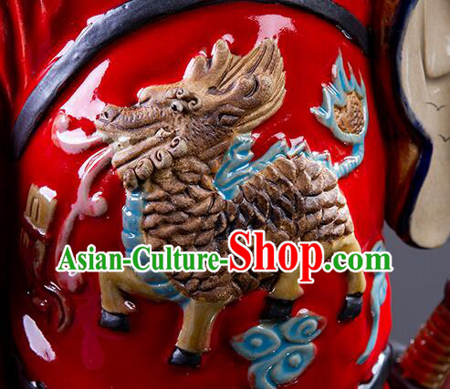 Chinese Ceramics Zhong Kui Statue Bringing Blessings To Hall Hand Made Shi Wan Artistic