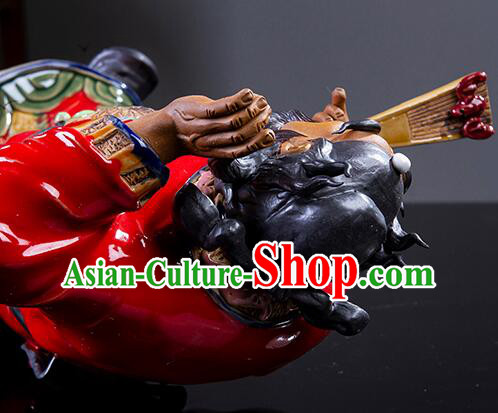 Chinese Ceramics Zhong Kui Statue Bringing Blessings To Hall Hand Made Shi Wan Artistic