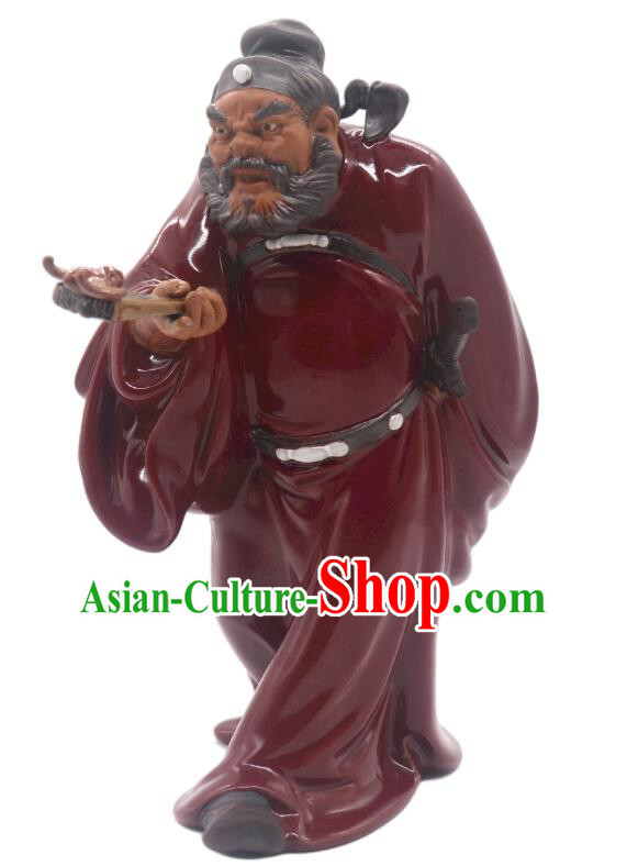 Chinese Hand Made Shi Wan Figurine Ceramics Artistic Zhong Kui Statue Bringing Blessings To Hall
