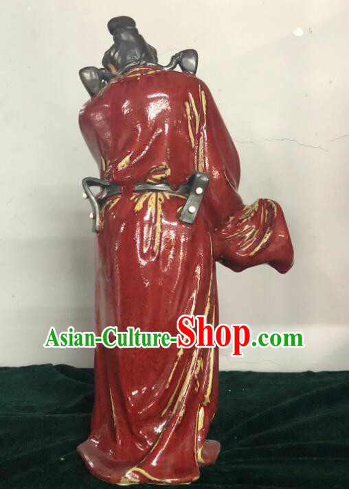 Chinese Zhong Kui Drawing Sword Statue Hand Made Shi Wan Figurine Ceramics Artistic