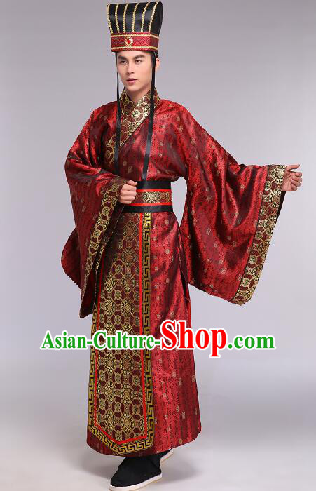 Special Customize Order of Fu CHouChinese Han Dynasty Official Clothing Ancient Minister Costumes and Hat Complete Set