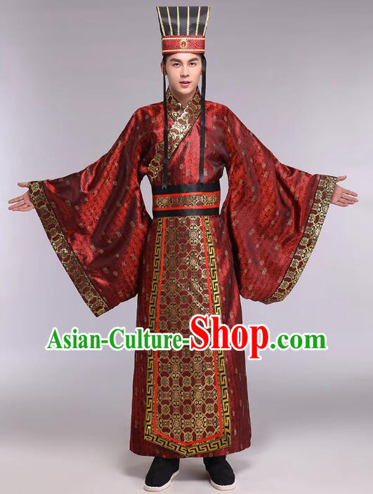 Special Customize Order of Fu CHouChinese Han Dynasty Official Clothing Ancient Minister Costumes and Hat Complete Set