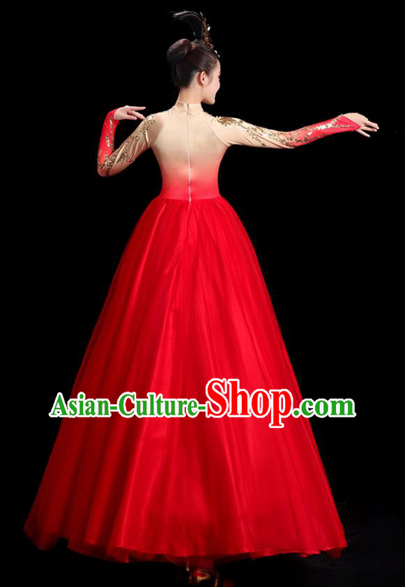 Professional Opening Dance Magenta Dress Women Group Dance Clothing Chorus Performance Costume