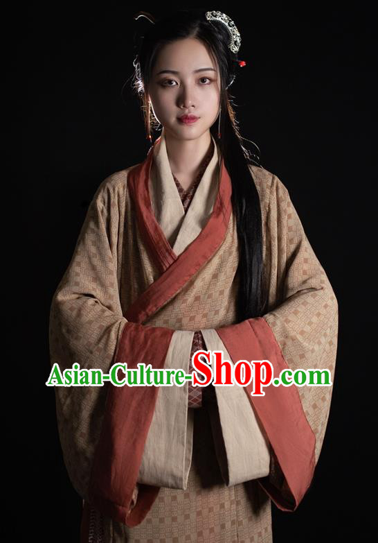 China Ancient Palace Woman Costumes Traditional Hanfu Straight Front Robes Han Dynasty Royal Empress Clothing