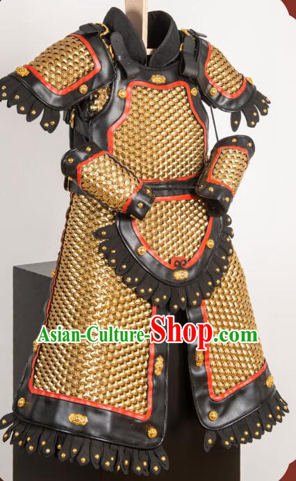 Ancient Ming Dynasty Hauberk Chain Armor Chinese General Armor Costumes Complete Set