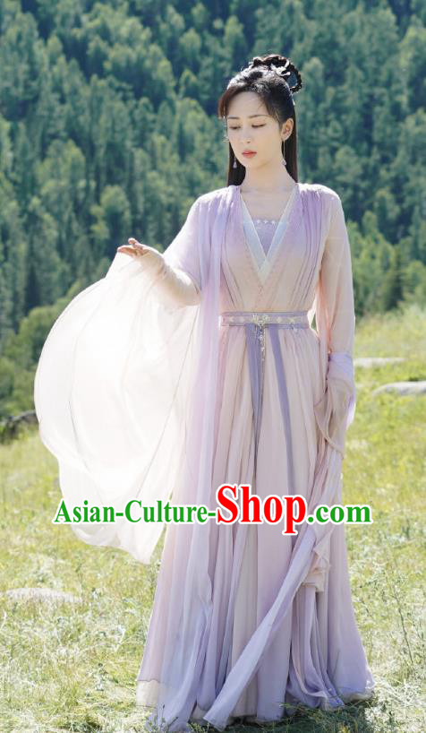 Chinese TV Series Immortal Samsara Yan Dan Yang Zi Lilac Dress Ancient Goddess Clothing Xian Xia Drama Fairy Costumes