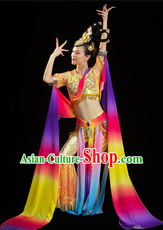 China Classical Dance Clothing Dunhuang Flying Apsaras Dress Women Group Show Costume