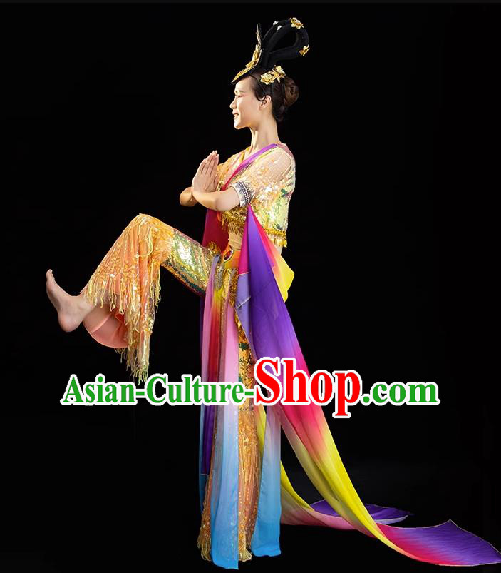 China Classical Dance Clothing Dunhuang Flying Apsaras Dress Women Group Show Costume