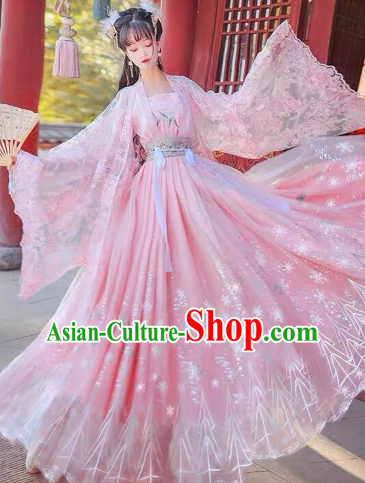 China Ancient Court Princess Clothing Traditional Pink Hanfu Dresses Tang Dynasty Empress Costumes