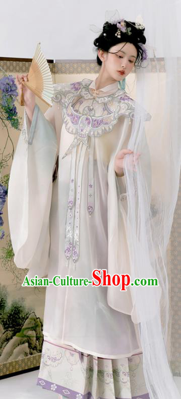 China Ming Dynasty Court Woman Costumes Ancient Noble Countess Embroidered Clothing Hanfu Dresses Complete Set