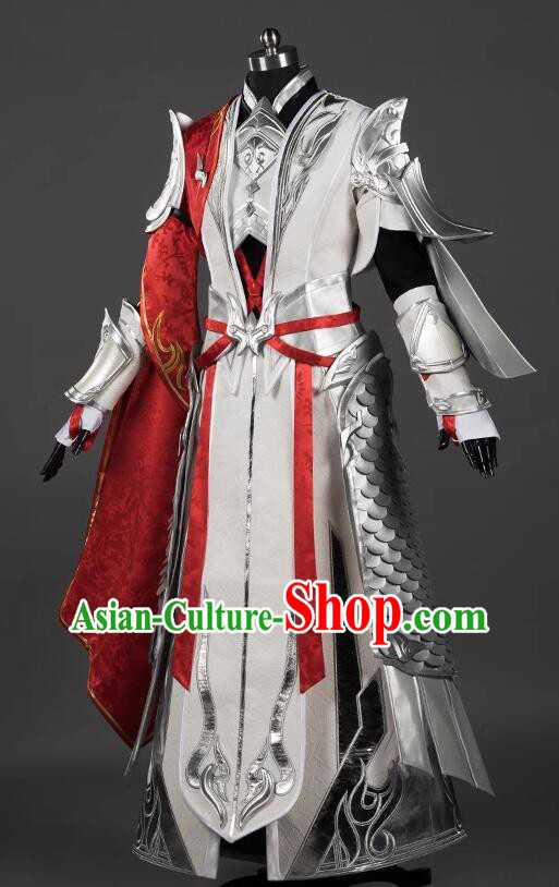 Top Handmade Cosplay Swordsman Clothing Jian Xia Qing Yuan Online Tian Ce Young Hero White Costumes Complete Set