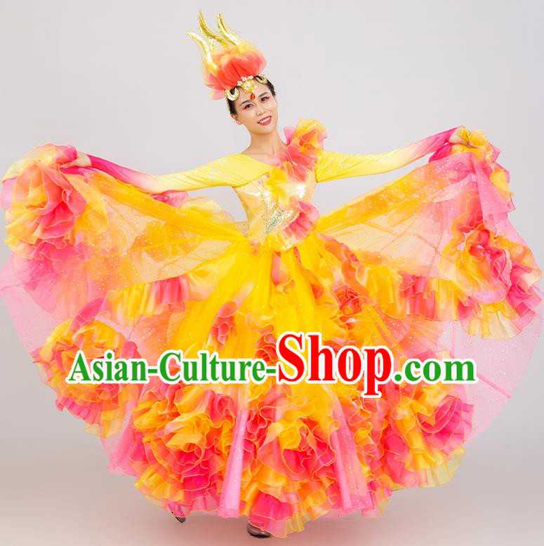 Top Modern Dance Dress Women Group Dance Clothing Opening Dance Costume Flowers Dance Fashion