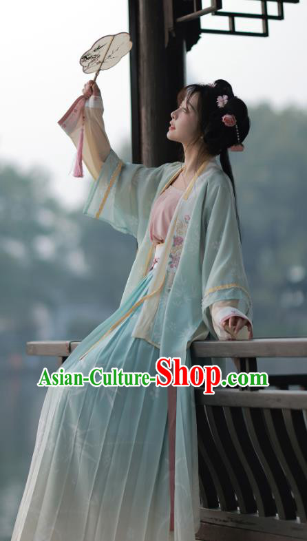 China Ancient Young Lady Costumes Song Dynasty Princess Embroidered Clothing Traditional Female Hanfu Dress