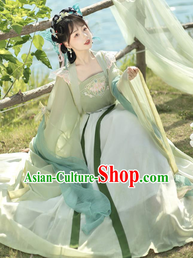 China Tang Dynasty Princess Green Dresses Ancient Butterfly Fairy Garment Costumes Hanfu Ruqun Clothing
