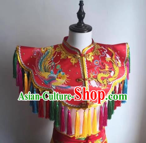 China Yunjian Cloud Shoulder Nuo Opera Er Lang God Clothing Embroidered Red Cappa Fiesta Parade Costume