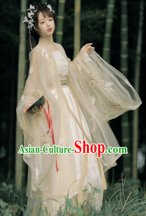 China Song Dynasty Royal Princess Apricot Dresses Ancient Palace Lady Garment Costumes Hanfu Ruqun Clothing