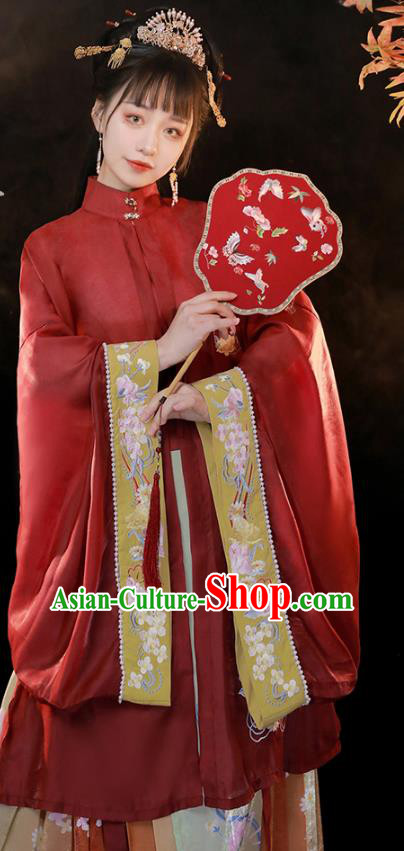 China Red Hanfu Dresses Ming Dynasty Noble Woman Clothing Ancient Princess Garment Costumes