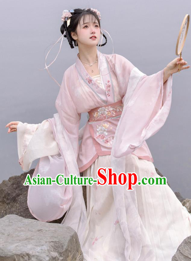 China Northern and Southern Dynasties Court Woman Costumes Traditional Pink Hanfu Dresses Ancient Royal Princess Clothing