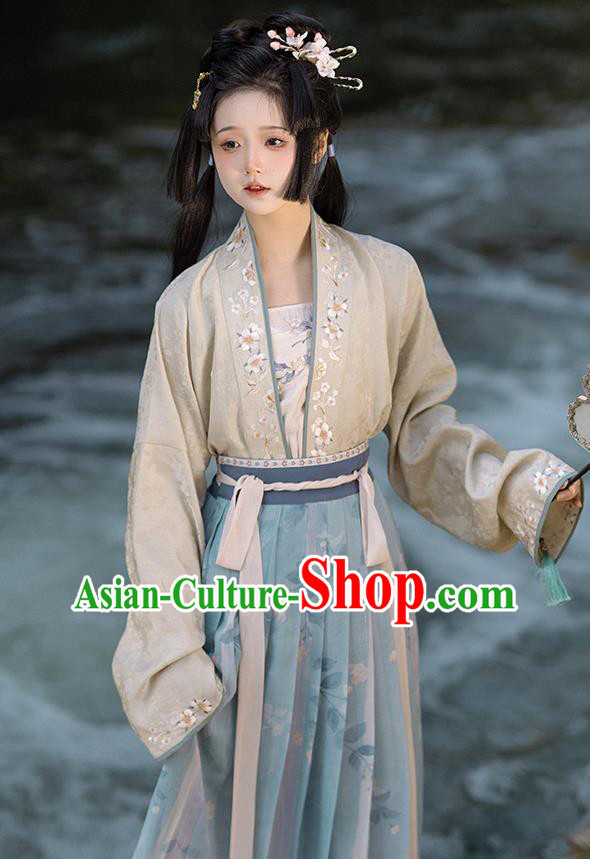 China Song Dynasty Noble Woman Costumes Traditional Embroidered Hanfu Dresses Ancient Royal Princess Clothing