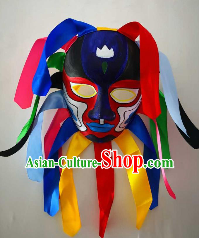 China Hand Painted Nuo Opera Mask Sacrifice Dance Headwear Drama God Masque