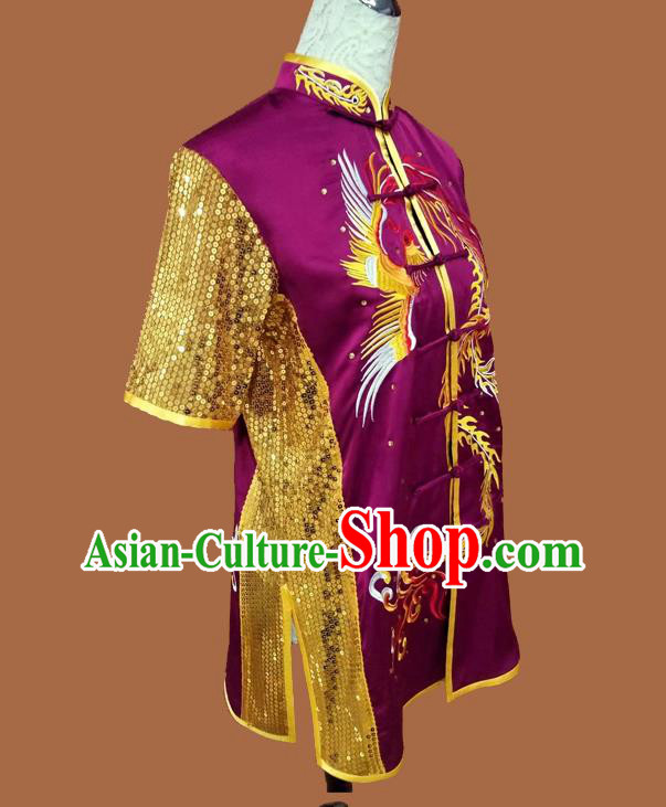 Chinese Wushu Tournament Uniform Kongfu Performance Purple Outfit Chang Quan Competition Clothing