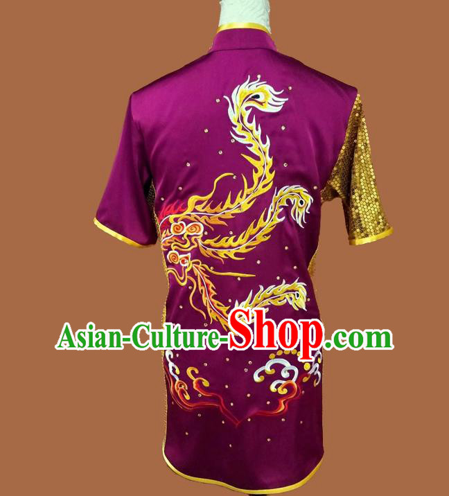Chinese Wushu Tournament Uniform Kongfu Performance Purple Outfit Chang Quan Competition Clothing