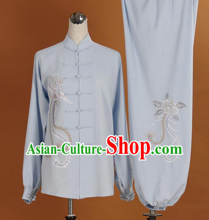Chinese Martial Arts Competition Clothing Tai Chi Tournament Uniform Kongfu Clothes Taijiquan Performance Blue Outfit