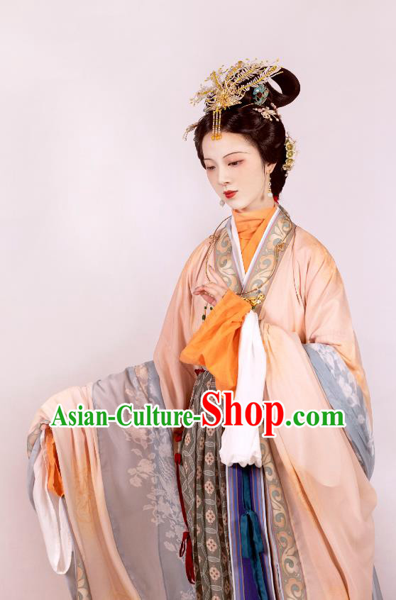 Chinese Song Dynasty Empress Dresses Traditional Hanfu Ancient Court Woman Garment Costumes Complete Set