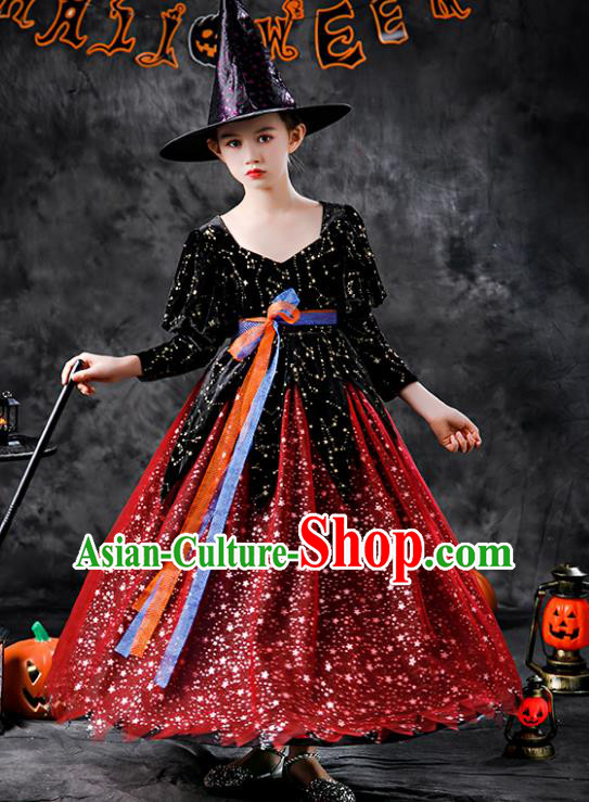 Halloween Cosplay Witch Fashion Kid Performance Dress Children Day Clothing Girl Stage Show Costume