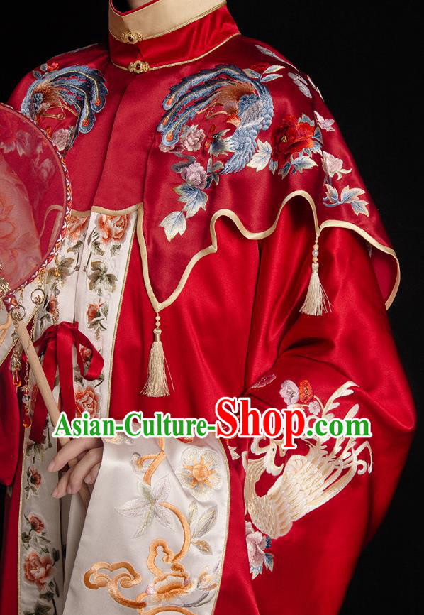China Ming Dynasty Empress Embroidered Costumes Traditional Hanfu Woman Wedding Dresses Ancient Bride Clothing
