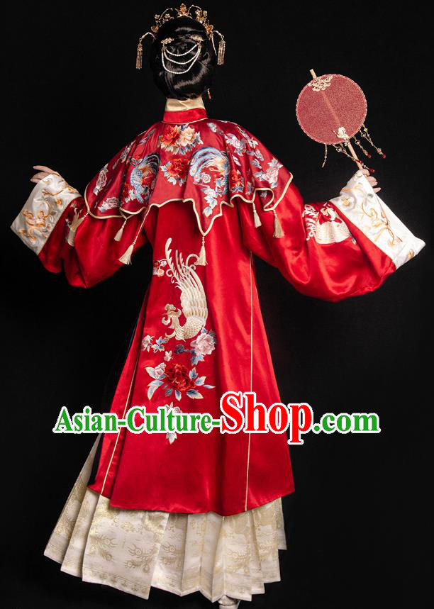 China Ming Dynasty Empress Embroidered Costumes Traditional Hanfu Woman Wedding Dresses Ancient Bride Clothing