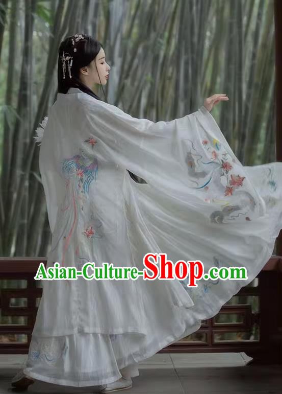 China Ming Dynasty Princess Clothing Traditional Woman White Hanfu Dress Ancient Goddess Peri Costumes