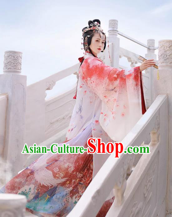 Ancient Chinese Goddess Costumes Jin Dynasty Princess Clothing Traditional Printing Hanfu Dress