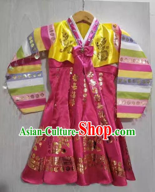 Korean Ethnic Group Hand Drum Dance Dress Little Girl Stage Performance