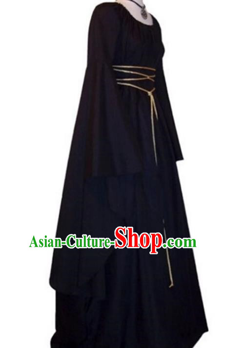 European Medieval Peasant Stage Play Long Sleeved Round Neck Witch Dress For Halloween Role Play Costumes