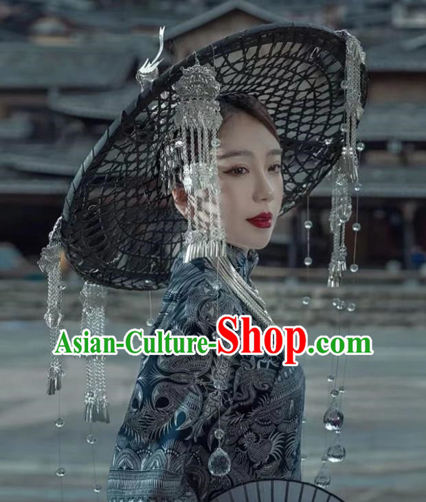 Miao Nationality Silver Hat Handmade Bucket Hat Miao Nationality Tujia Decorative Hat Phoenix Travel Photography Props Clothing