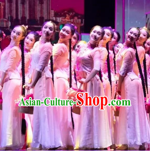 Classical Dance Spring Breeze Flower Letter Dance Performance Costume Performance Costume Folk Group Dance National Dance