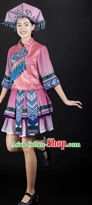 Pink Suit Ethnic Minority Clothing Zhuang Costume Double Skirt