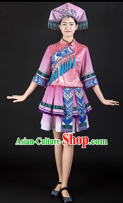 Pink Suit Ethnic Minority Clothing Zhuang Costume Double Skirt