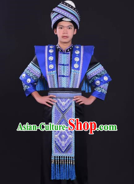 Zhuang Men Costume Host Costume Solo Performance Costume Black Men Suit
