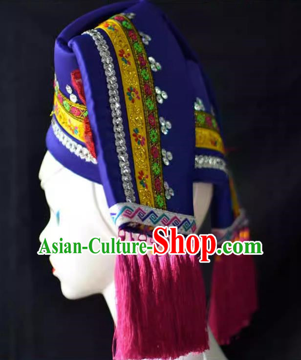 Guangxi Women Adult Minority Performance Hat Zhuang Nationality Folk Song Advanced Embroidery Handmade Headwear