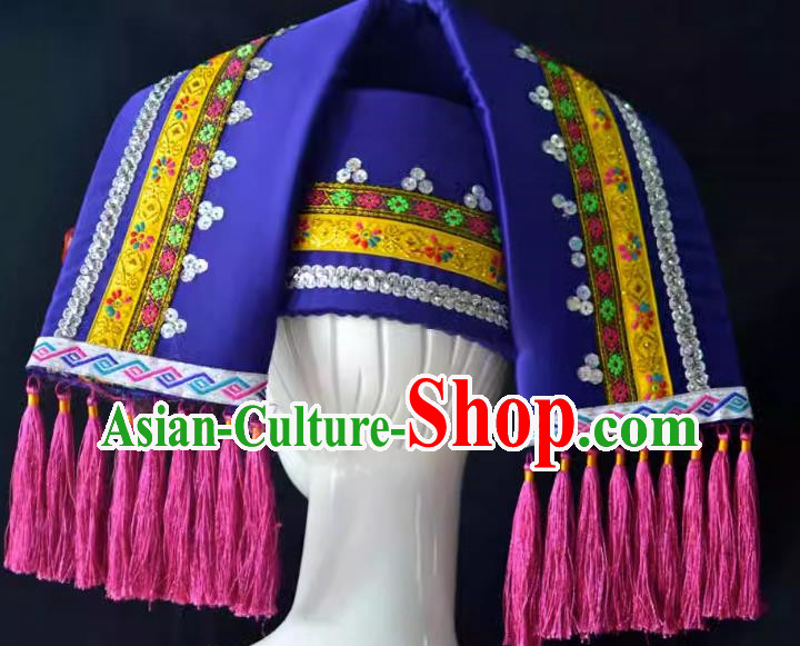 Guangxi Women Adult Minority Performance Hat Zhuang Nationality Folk Song Advanced Embroidery Handmade Headwear