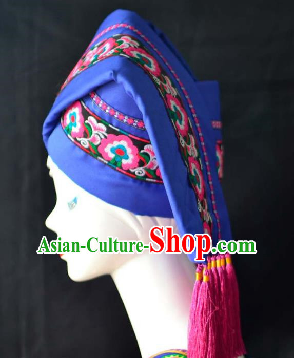 Guangxi Women Adult Minority Performance Hat Zhuang Nationality Folk Song Advanced Embroidery Handmade Headwear